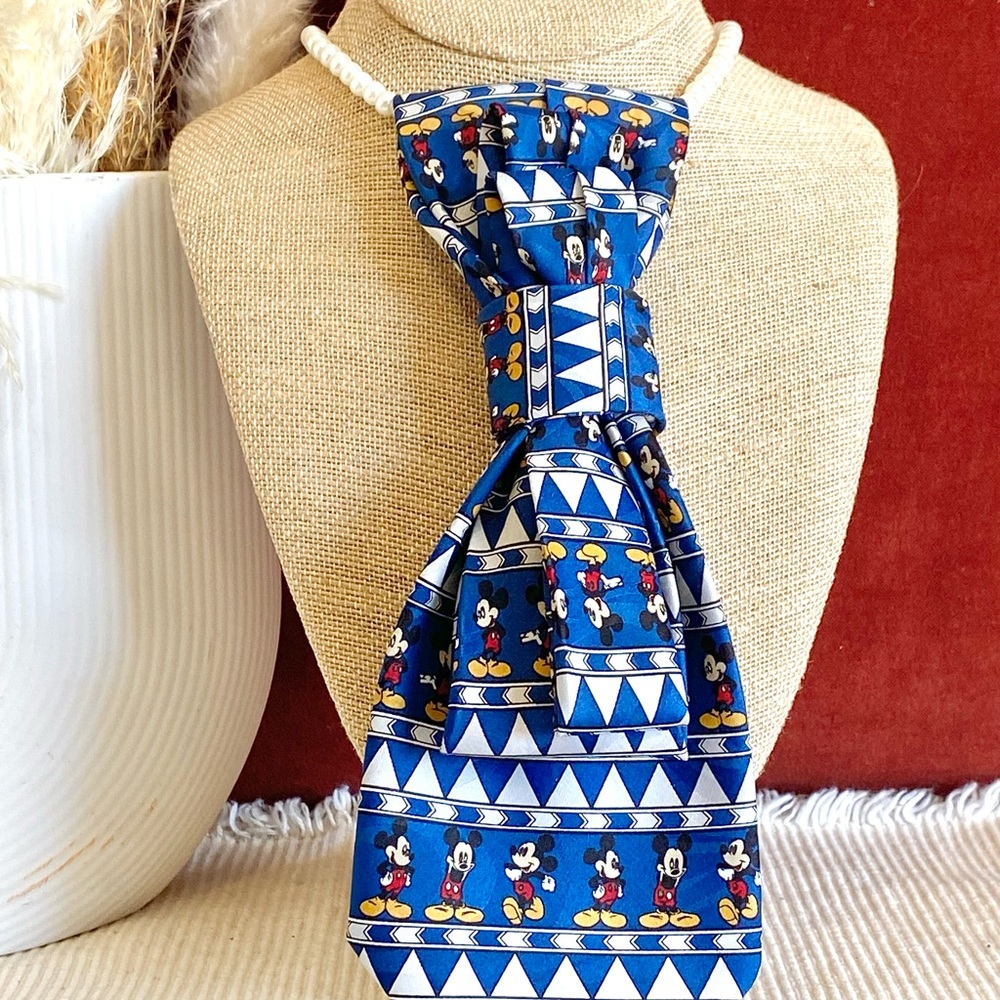 Blue Tie with Cartoon Characters